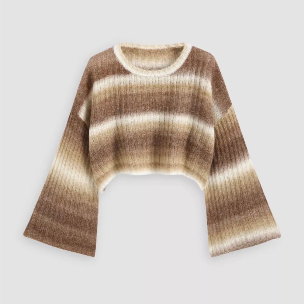 Curve & Plus Gradient Stripe Bell Sleeve Sweater from Cider
